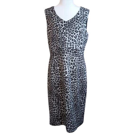 KASPER Sheath Dress‎ 12 Scuba Knit Animal Print Work Career Special Event Guest - Picture 10 of 13